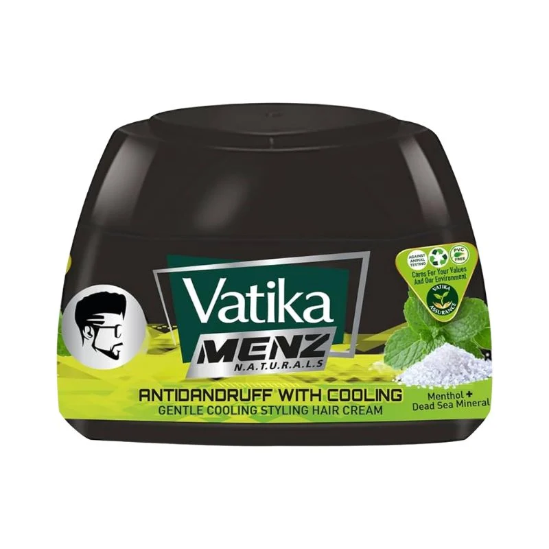 Vatika Menz Naturals Anti-Dandruff Cooling Styling Hair Cream 140ml | For Men | U.A.E
