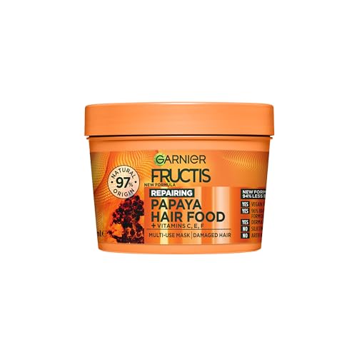 Garnier Fructis Repairing Papaya Hair Food Mask 390ml | 3-in-1 Treatment for Damaged Hair | Germany
