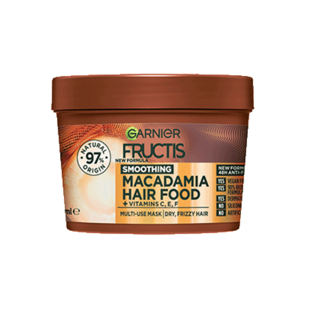 Garnier Fructis Smoothing Macadamia Hair Food Mask 390ml | 3-in-1 Treatment for Dry & Frizzy Hair | Germany