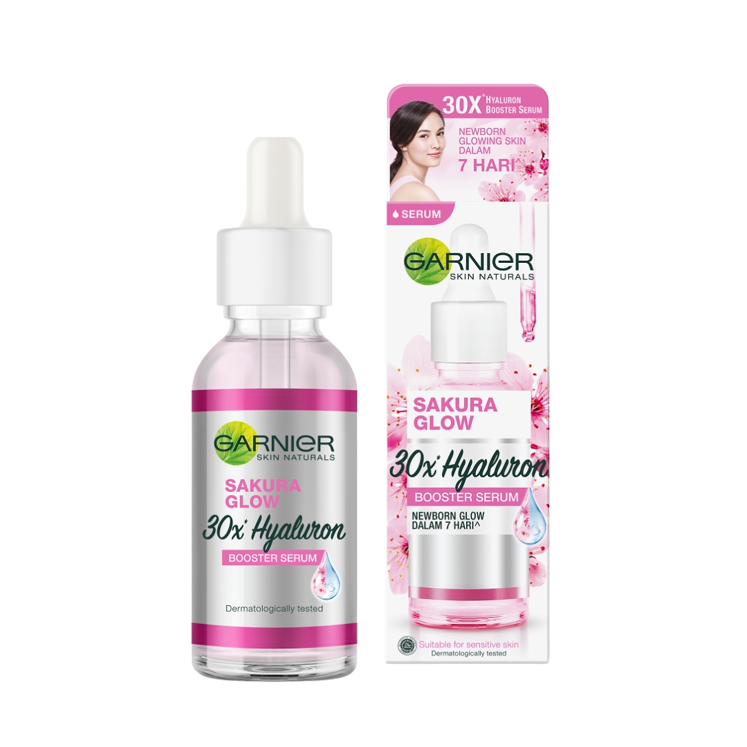 Garnier Sakura Glow 30X Hyaluron Booster Serum 30ml | Plumping & Brightening | Indonesia