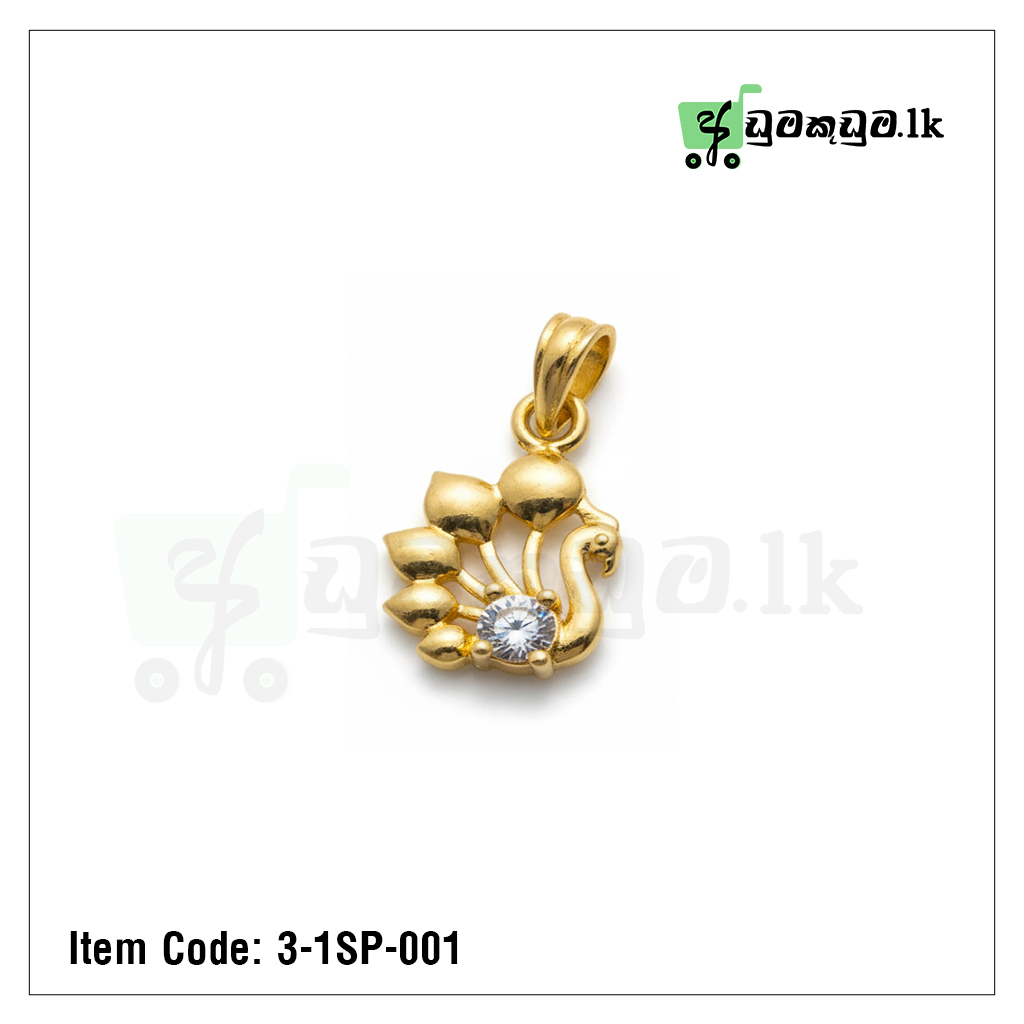 Elegant Swan Gold Pendant – Item Code: 3-1SP-001 | Sparkling Stone-Studded Design