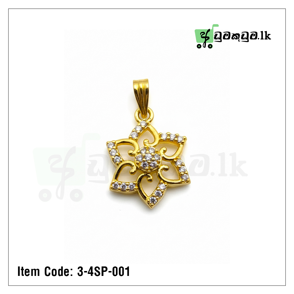Floral Bloom Gold Pendant – Item Code: 3-4SP-001 | Shimmering Stone-Encrusted Petal Charm