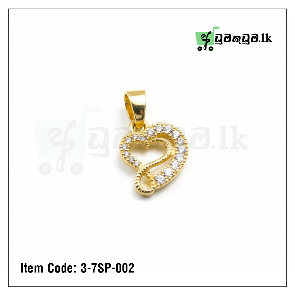 Infinity Heart Gold Pendant – Item Code: 3-7SP-002 | Shimmering Stone-Encrusted Eternal Love Charm