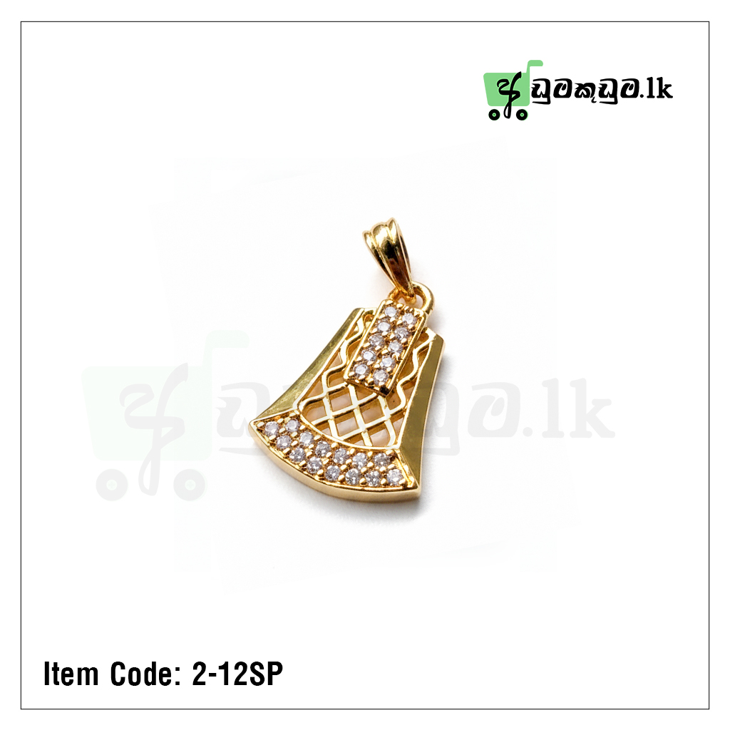 Elegant Gold Pendant – Item Code: 2-12SP | Intricate Diamond-Studded Design