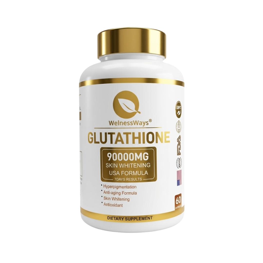 WellnessWays Glutathione 90000mg - 60 Capsules | Skin Brightening Antioxidant Supplement | U.S.A