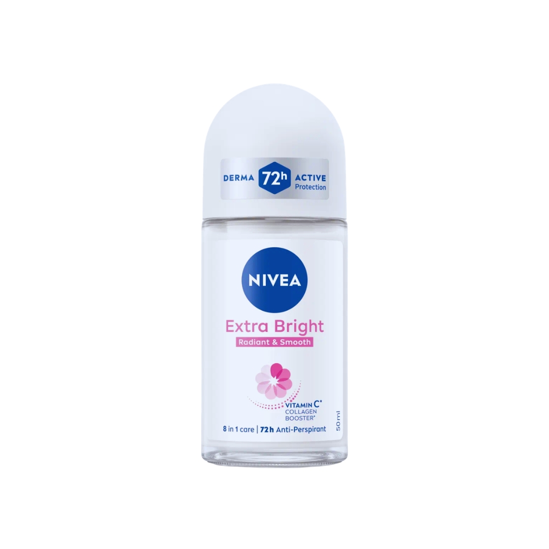 Nivea Extra Bright Radiant & Smooth Roll On Deodorant 50ml | Bright Underarms | Indonesia
