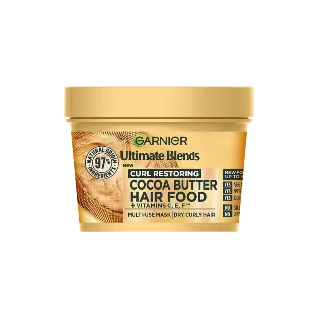 Garnier Ultimate Blends Curl Restoring Hair Food Cocoa Butter 400ml | Nourishing Hair Mask for Curly Hair | Italy